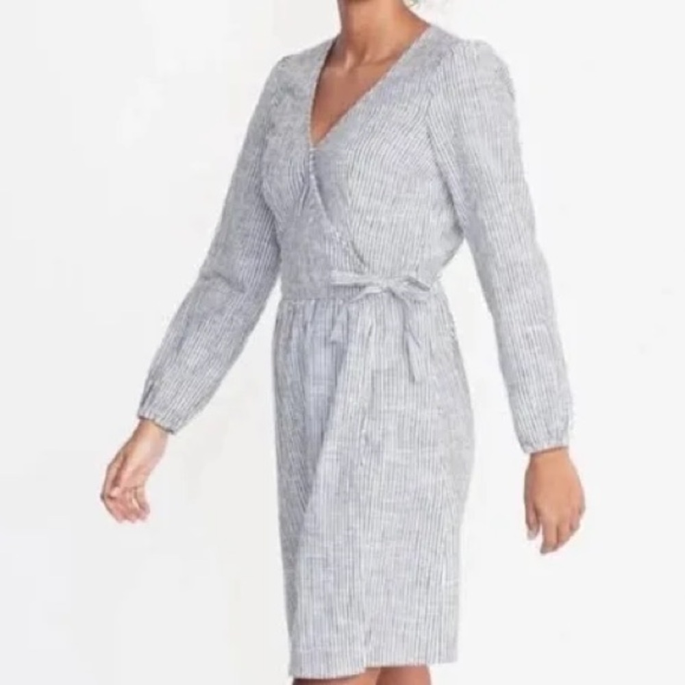 Striped Gray Wrap Dress